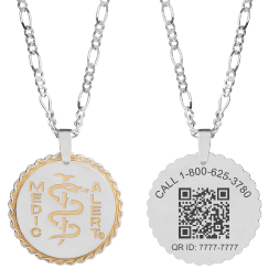 QR Code Figaro Elite Medical ID Necklace Sterling Silver